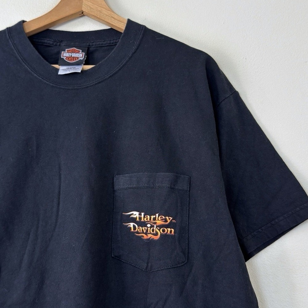 Vintage 90's Harley Davidson Biker Flames Cleveland Ohio Black Tee Shirt Large - Picture 4 of 5
